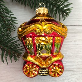 4.06-inch Hanging Ornaments for Christmas Hand-Painted Glass Christmas Tree Ornament Mini Ornaments for Xmas Decoration Present for Xmas Trees Holiday Ornaments (Carriage)