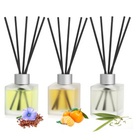 Aeeteek 3-Pack Reed Diffuser Set, Linen/Citrus/Bamboo White Tea Scented Oil, Forest Aroma Essential Oils with Diffuser Sticks, Long Lasting Bathroom Air Freshener, Home Fragrance for Room Decor