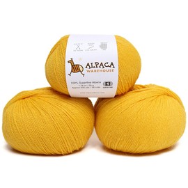 100% Alpaca Yarn Wool Set of 3 Skeins Fingering Weight - Heavenly Soft and Perfect for Knitting and Crocheting (Artisan Gold, Fingering)