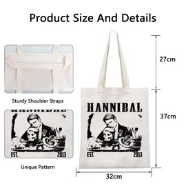 POFULL Horror Movie Merch Serial Killer Gift Suspense Thriller Crime TV Series Lover Gift Horror TV Series Inspired Tote Bag (HANNIB EST CA)