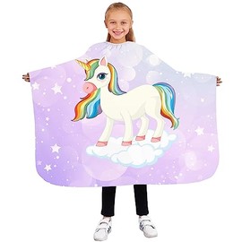 Children's Hairdressing Cape for Hairdressing Salon, 85 x 110 cm, Professional Salon Apron, Beauty Salon and Home Use, Colourful, Unicorn 2 Motif [111]