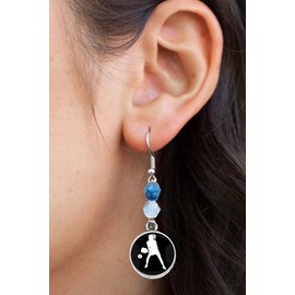 Pickleball Earrings (Team Colors Light Blue & Grey)