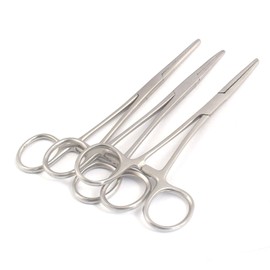 OdontoMed2011 Set of 3 Hemostat Locking Forceps 5 Inches, Straight Stainless Steel - Multipurpose Ideal Hemostats for Nurses, Fishing Forceps, Crafts and Hobby