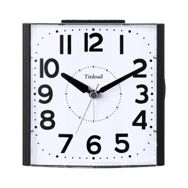 Tinload Analog Seniorenwecker mit Nachtlicht, 4.7 Zoll großes Zifferblatt, Tischuhr mit Schlummerfunktion, laut, ansteigendem 3-stufigem Glockenton, Batteriebetrieben