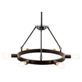 Sonoro Round Chandelier 24" – Black w/Horizontal Bulbs - Linea di Liara LL-CH4-24-5BLK