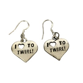 Twirling Dangle Heart Earrings- Twirling Jewelry - Gift For Baton Twirler