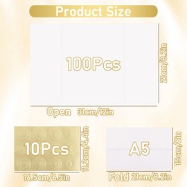 GBACHOOSE 100 Pcs 6x8inch Pre-Folded Translucent Vellum Wrap Jackets, A5 Vellum Paper Jackets for Wedding Invitations Baby Shower Birthday Party