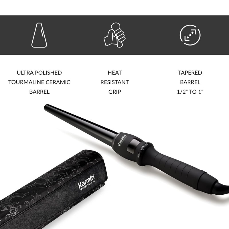 KARMIN G3 Salon Pro Clipless Tourmaline Ceramic Hair Curling Wand