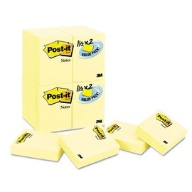 Post-it Mini Notes, 1.5 in x 2 in, 24 Pads, America's #1 Favorite Sticky Notes, Canary Yellow, Clean Removal, Recyclable (653-24VAD-B)