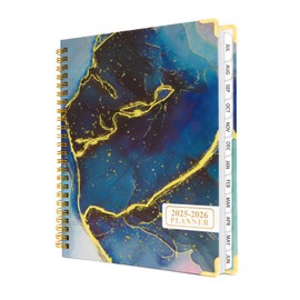 MOSA BEAR 2025 Planner 12-Month Daily Weekly Monthly Aesthetics Planner from JUL.2025 to JUN.2026, Blue Gilded Spiral Notebook with Stickers，Bookmark and Inner Pocket for School Office Home