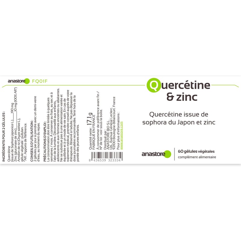 Quercetin and Zinc, 100 mg/60 Capsules, Quercetin of Natural Origin