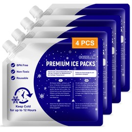 COZCLAM Set da 4 Accumulatori di Freddo per Borsa Termica, Frigorifero Portatile & Zaino Termico, Elementi Refrigeranti Riutilizzabili con Durata di Raffreddamento Fino A 12 H, per Campeggio & Picnic