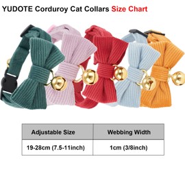 YUDOTE Ultra-soft Collar Natural Cotton Corduroy Made for Cats with Sensitive Skin,Lightweight Kitten Collars with Quick-release Buckle and Removeable Bow-tie,Orange Pack of 1