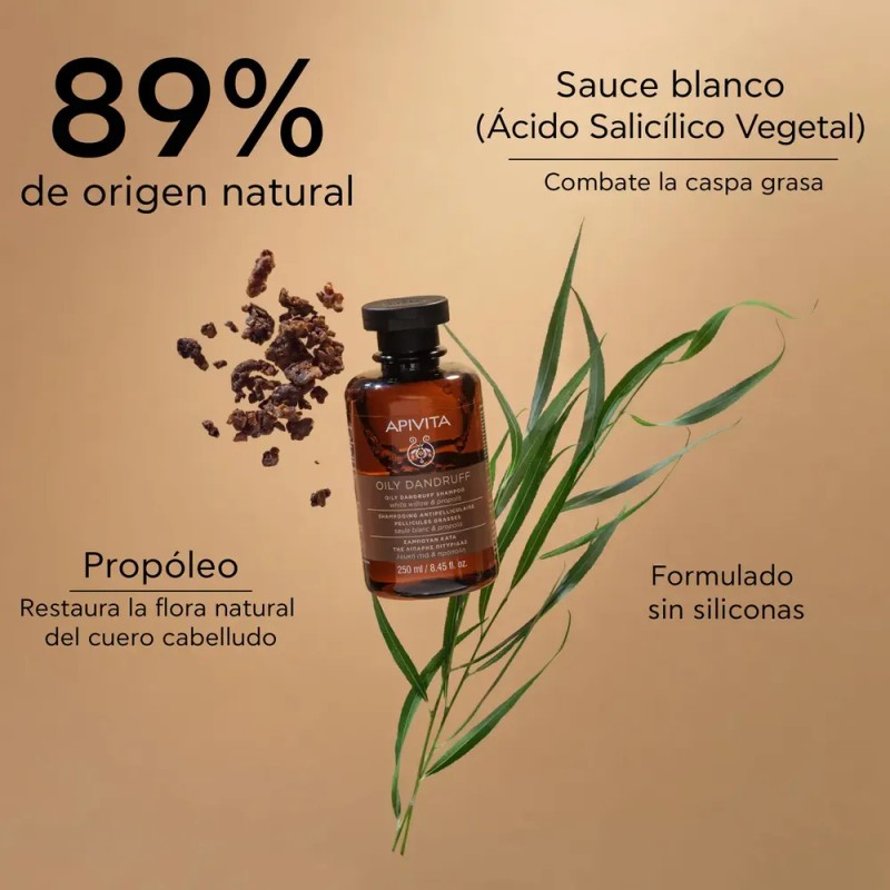 Apivita Shampoo anticaspa para cuero cabelludo graso 250ml