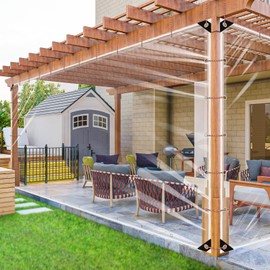 Clear Tarps Heavy Duty Waterproof 8x10 Ft, 14Mil PVC Transparent Vinyl Tarpaulin for Home, Clear Tarps with Grommets for Patio, Outdoor Porches, Pavilion Rain Shield, Winter Rainproof Canopy Fabric