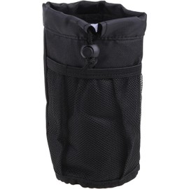 Soporte para vasos para bicicleta, camping, bolsa ajustable con bolsillo de malla y correa adhesiva, para manillar de montaña