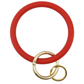 ETHOON Wristlet Keychain Circle Silicone Bangle Keyring Oversized Bracelet Key Ring Holder for Women, Power Red
