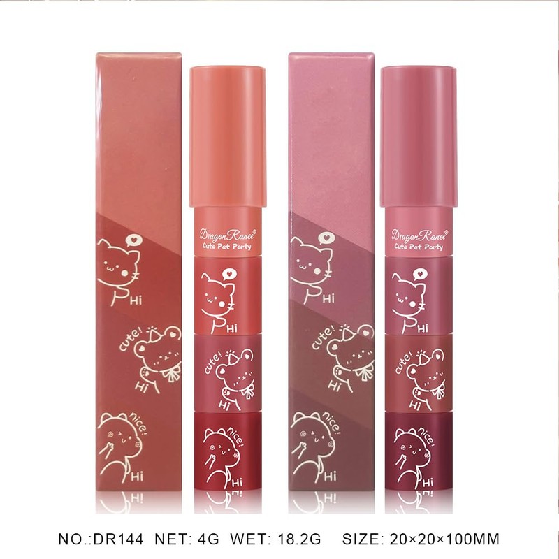 4-in-1 Lipstick Color Changing Lip Balm, 4 Colors, Long Lasting