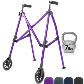 Vive Lightweight Walker for Seniors - Narrow, Folding Walker w/Wheels for Small & Tight Spaces - Light Weight for Balance, Compact Doorways, Foldable - Portable & Collapsible for Travel