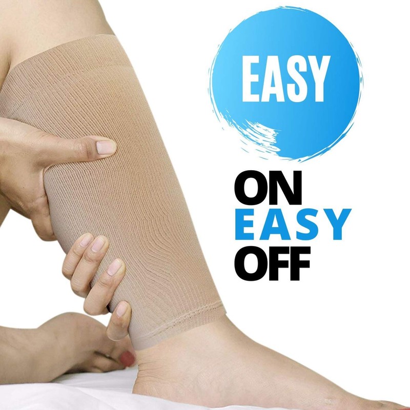 Dominion Active Plus Sized Compression Calf Sleeves (2XL, Nude)