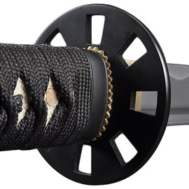 Handmade Sword - Unsharpened Iaido Trainging Katana Sword, Aluminium Alloy Blade, Handmade, Full Tang, Brass Fittings, Alloy Tsuba, Black Scabbard