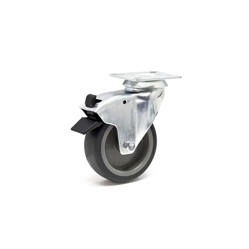 Wiltec Swivel Castor 75 mm with Plastic Wheel, Brake and
