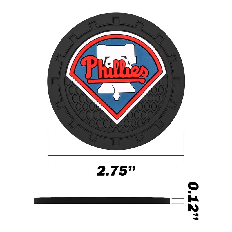 Car Cup Holder Coasters for Philadelphia Phillies Baseball Fans, Silicone
