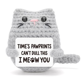 FunisFun Gifts for Mom from Daughter Son, Positive Crochet Animals Crochet Cat for Friend Mom Dad Emotional Nuggets Support Birthday Gifts for Coworker