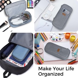 Yommie Vintage Pencil Case - Canvas Pencil Case - Foldable with Zip - Single Pencil Case / Organiser / Small Cosmetic Bag for Teenagers, Boys & Girls