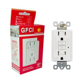 1-Pack GFCI Outlet 15 Amp WR TR White – Tamper Resistant, Weather Resistant GFI Receptacle with Self-Test, LED Indicator,UL Listed, Easy Install – 15A Ground Fault Outlet for Outdoor Use & Bathroom