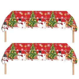 ZSYIULIA 2Pcs 137 * 274cm Christmas Disposable Tablecloth Decorations for Christmas,Disposable Party Table Cloth Party Table Covers Dining Tablecover for Indoor or Outdoor Birthday,Xmas Picnic Party