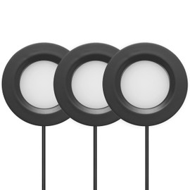 GETINLIGHT 2.75" Wide 3000K Dimmable LED Puck Lights Kit, Plug-in Installation with recessed or Surface Mounted, Black Finished, Set of 3, IN-0102-3-BK