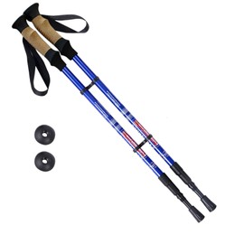 TANGZON Collapsible Walking Poles, Lightweight Aluminum Telescopic Hiking Sticks with Adjustable Wrist Straps, Anti-shock Trekking Poles for Climbing Camping Backpacking (with Cork Handle, Blue)