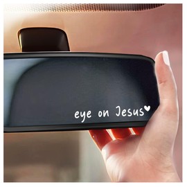 Rearview -Mirror -Decal Water Bottle -Stickers Affirmation Reminder Sticker Laptop Bumper Tumbler Vinyl Sticker Car Mirror Decal Funny Car Decor -Gift (White, Eye on Jesus)