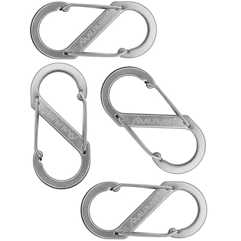 ALPLAKE ® - Pack of 4 Material Carabiners, Double Carabiner,