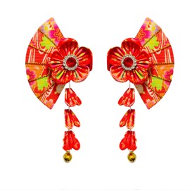 wowjimi 1 Pair Japanese Hair Clip, Flower Hair Clip, Kimono Flower Hair Clip, Fan Hair Clip, Japanese Style, Hair Ornament, Chinese Hair Accessories, Fan, Wedding, Firework Festival, Birthday,