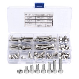 Hex Bolts, Corrosion Resistant Assortment of Cylinder Head Screws and Nuts, 90pcs/set, Precision UNC Stainless Steel Machine Screws for Repair Companies