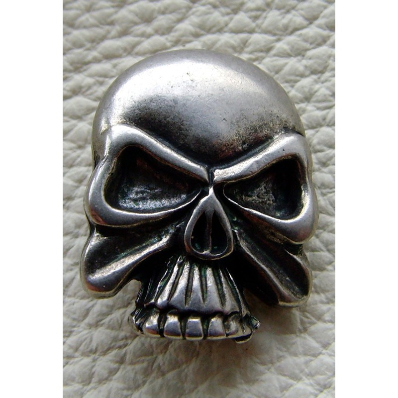 Biker Leather Wallet H.D. Skull Silver Leather Colour Black with