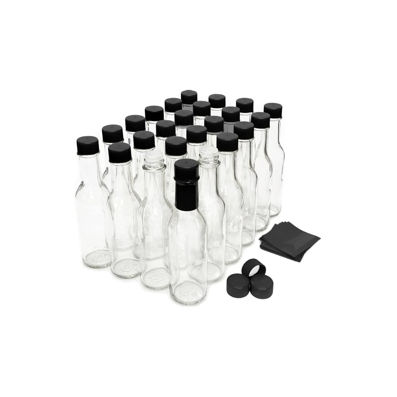 nicebottles Hot Sauce Bottles with Black Caps & Shrink Bands,