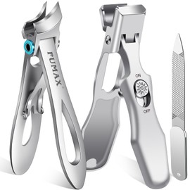 Toenail Clippers for Thick Toenails for Seniors, Slanted Ingrown Nail Clippers with Wide Jaw Opening, Mess Free Straight Nail Clippers with Catcher, Heavy Duty Thick Fingernail Clipper for Men Adult