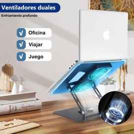 JeeLeeko Soporte para Laptop, Base para Laptop con Ventilador, Soporte Laptop Plegable, Rotación de 360°, para MacBook, MateBook, HP Acer de hasta 17,3 Pulgadas