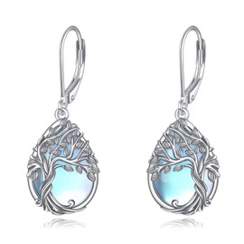 Tree Of Life Earrings Sterling Silver Moonstone Tree Of Life Dangle Drop Earrings For Women Jewellery