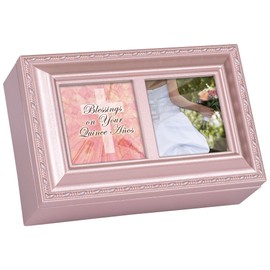 Cottage Garden Blessings On Your Quince Anos Matte Pink Jewelry Music Box Plays You Light Up My Life