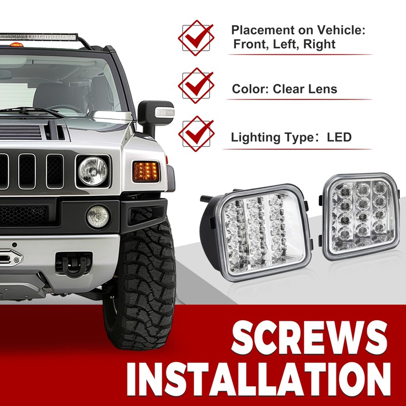 HECASA Pair LED Turn Signal Light Compatible with 2006-2010 Hummer