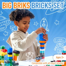 Strictly Briks Building Blocks Set - Compatible with Lego Duplo & Other Major Brands - 84-Piece Rainbow Multicolor - Toddler Blocks for Ages 3+ - Creative Building Toys