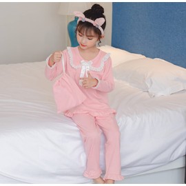 [LIANFOR] Kids' Pajamas, Kids' Nightgown, Girls, Long Sleeve, Cotton, Large Size, Pajamas, Girls, Sleepwear, Long Sleeve, Long Pants, Suitable for Spring and Autumn, 39.4 - 66.9 inches (100 - 170 cm