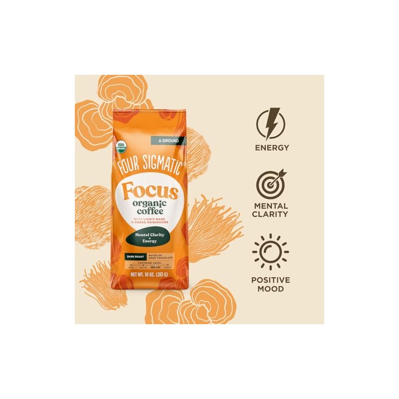 Four Sigmatic Organic Lion's Mane Ground Coffee, 10 OZ