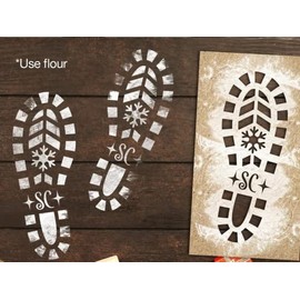 Christmas Stencils for Santa Footprints for Floor, Santa Claus Boot Prints and Elf Stencils Template, Reusable Plastic Elf Foot Print Stencil Holiday Xmas Decorations DIY Craft