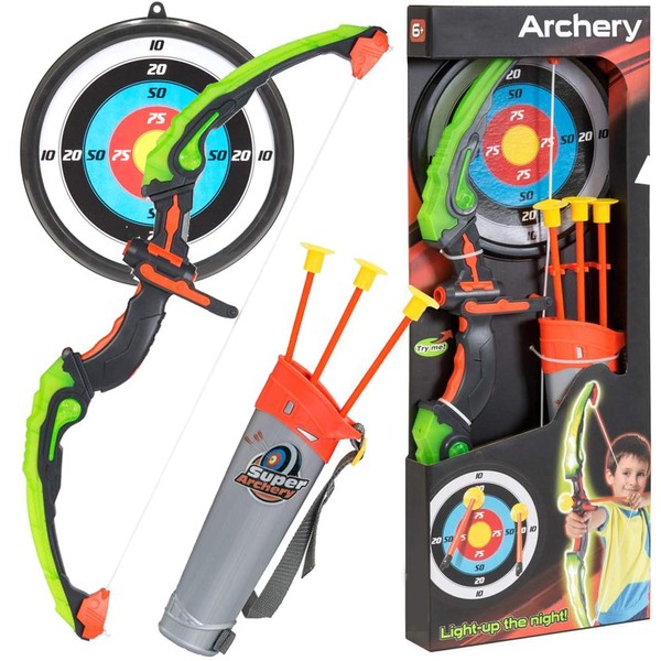 KiiToys Bow & Arrow Toy Set for Kids, Archery Bow 32" Long, Suction Arrow 22", Pretend Play, Soft Power Safe Children Game Set,Silver,Kii-Archery-K35881C