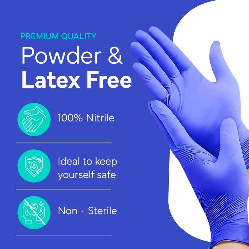 OWELL® Blue Medical Exam Nitrile Gloves Medium – 100 Count